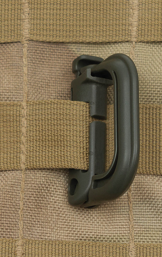 Karabiner, Plastik, "MOLLE",oliv, 2er Pack