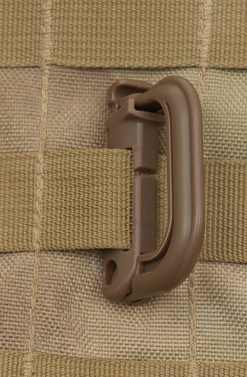 Karabiner, Plastik, "MOLLE",coyote tan, 2er Pack