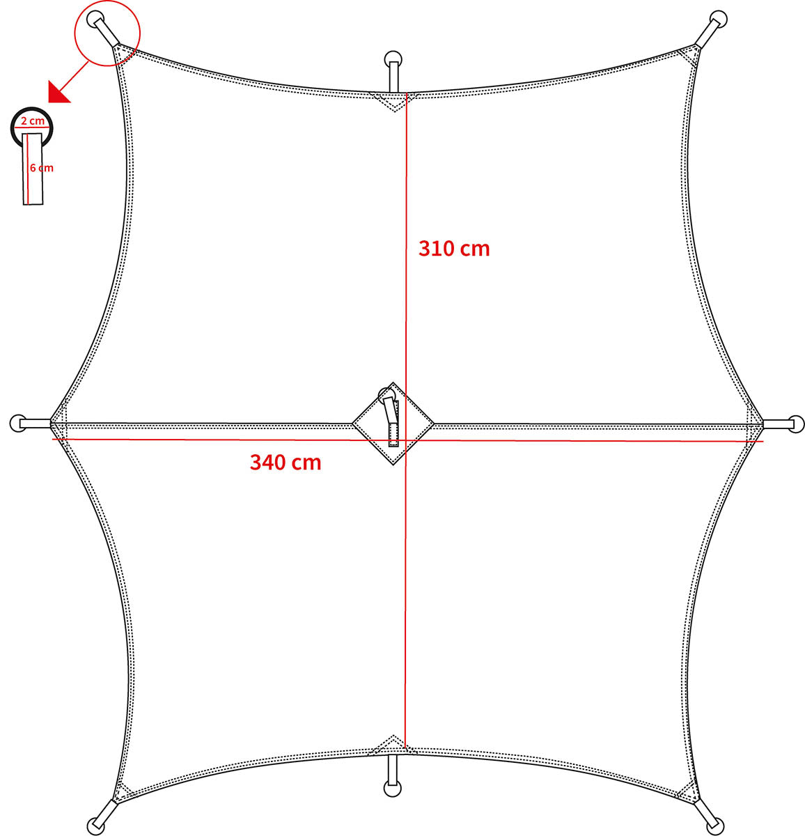 Plane, "Hexagon-Tarp",flecktarn, ca. 340 x 310 cm