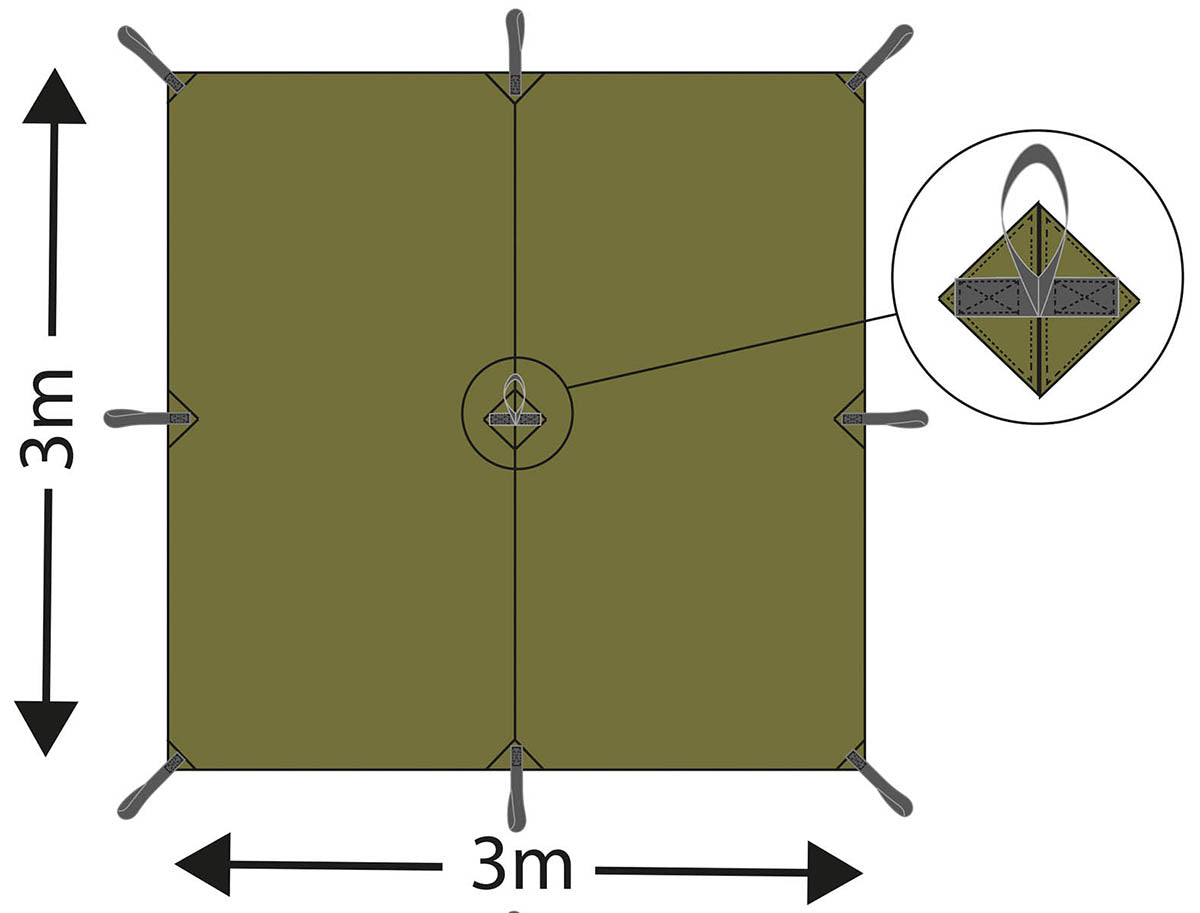 Mehrzweckplane,"Tarp Extreme",oliv, ca. 300 x 300 cm