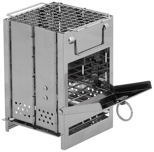 Raketenofen, mit Rost,faltbar, mini, Edelstahl