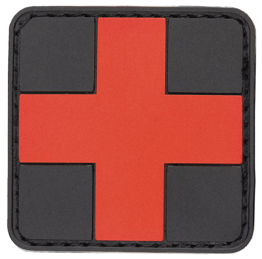 Klettabzeichen, "FIRST AID",schwarz-rot, 3D, ca. 5 x 5 cm