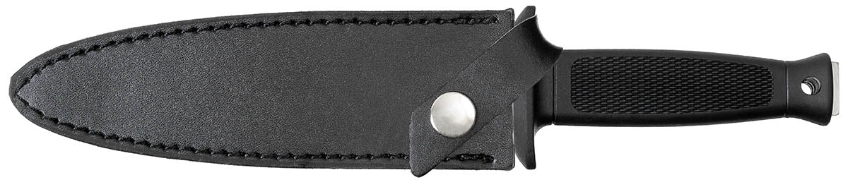 Stiefelmesser, 2-schneidig,Gummigriff, Scheide