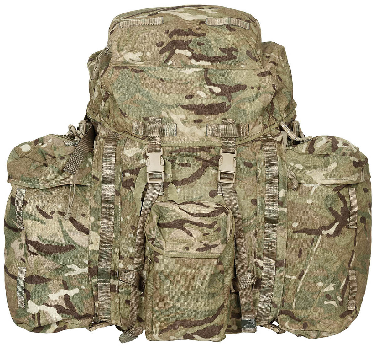 Brit. Rucksack, "INF Short",Seitentaschen, MTP, IRR, gebr.