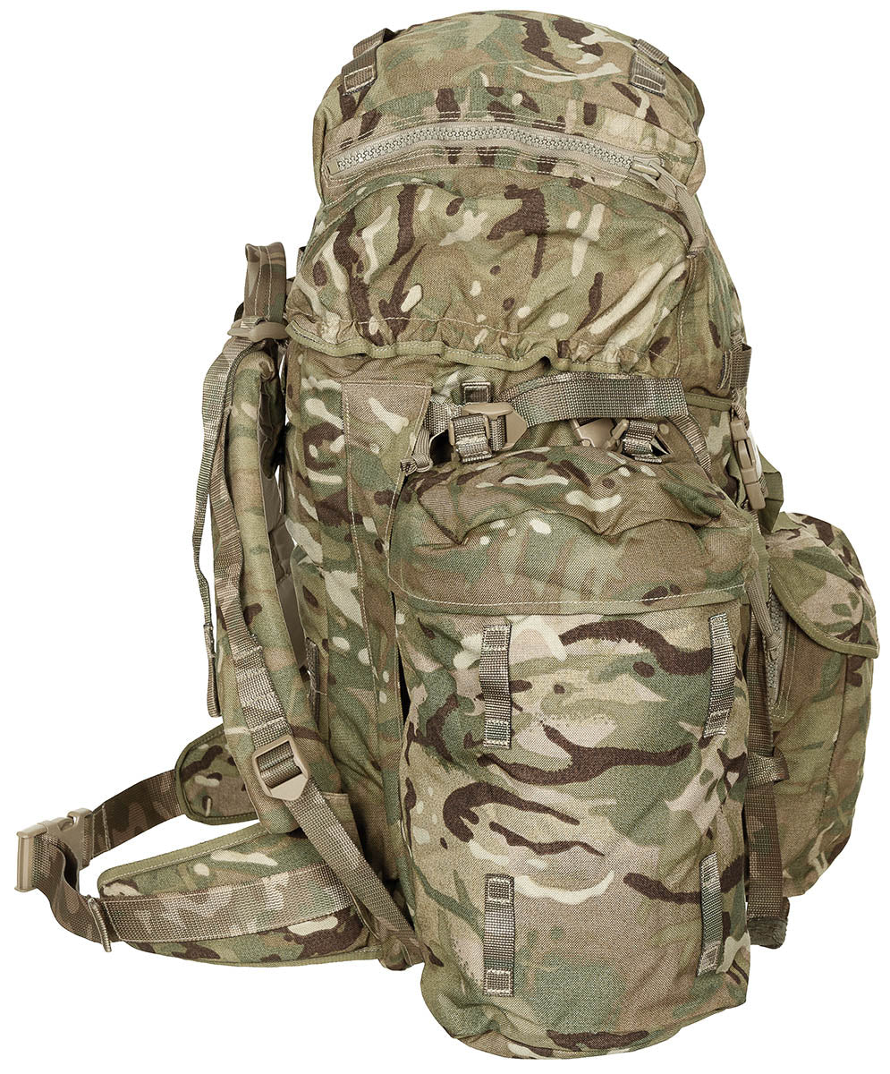 Brit. Rucksack, "INF Short",Seitentaschen, MTP, IRR, gebr.