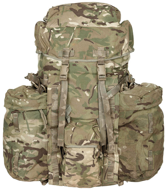 Brit. Rucksack, "INF Long",Seitentaschen, MTP, IRR, gebr.