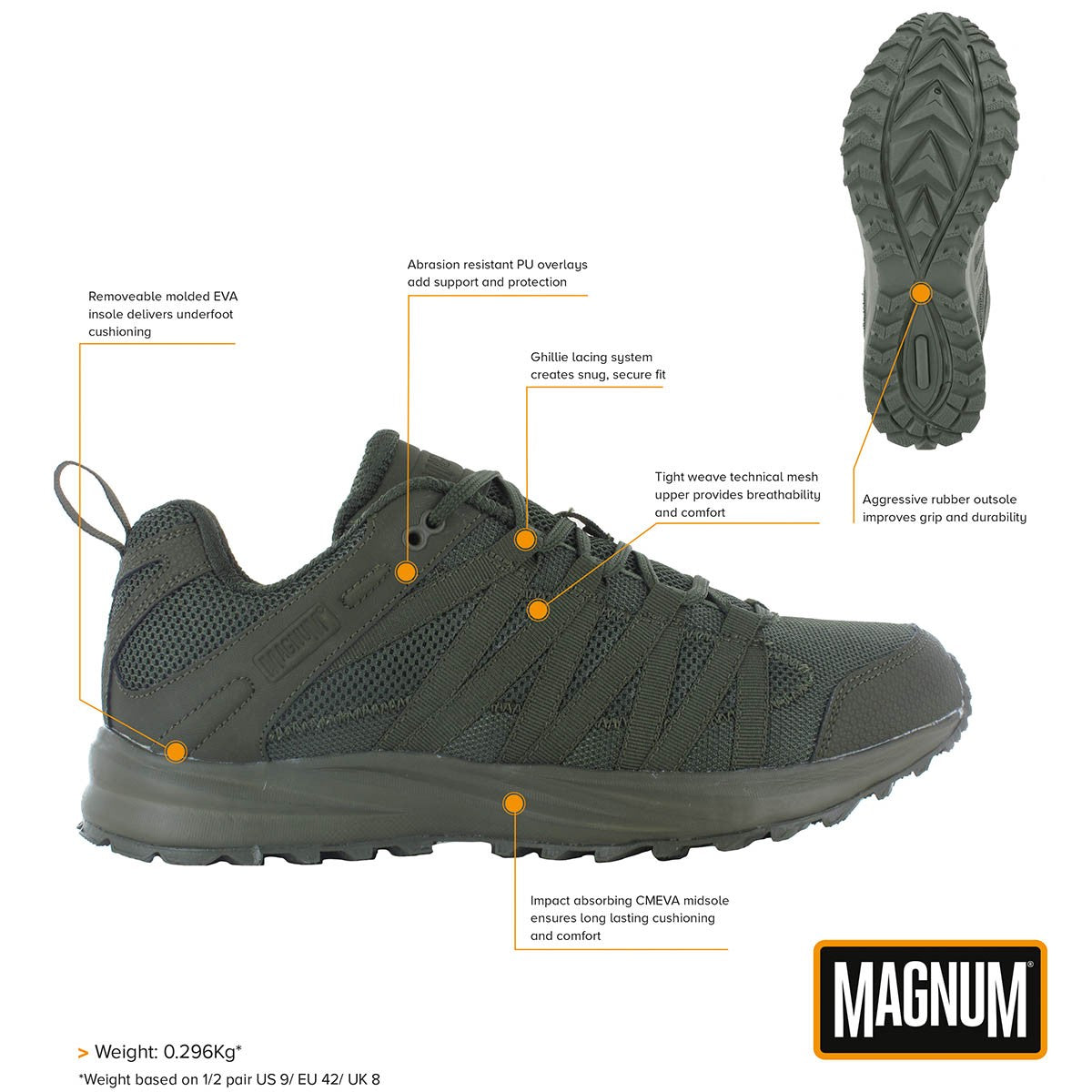 Halbschuhe, "MAGNUM", Storm Trail Lite, oliv