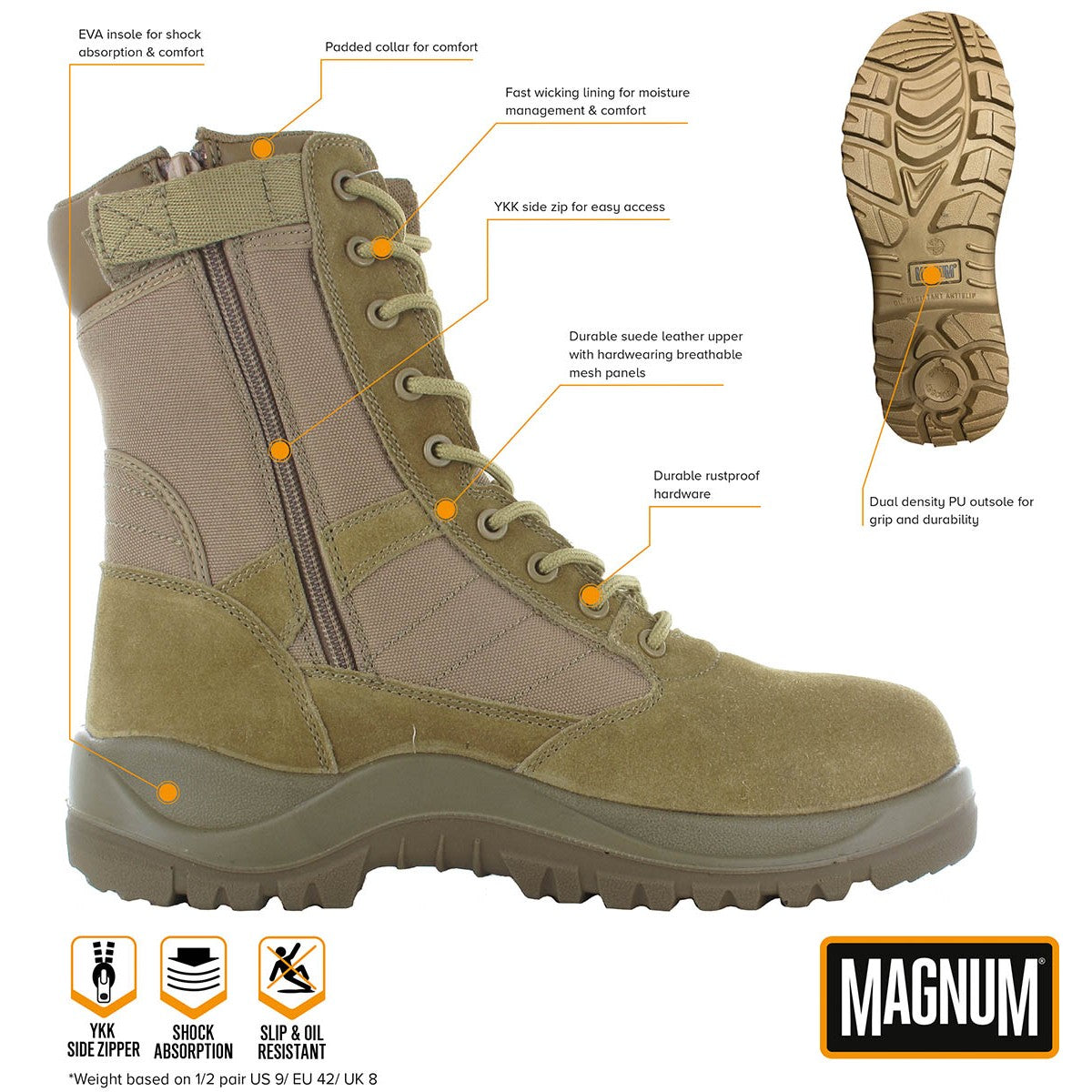 Einsatzstiefel, "MAGNUM",Centurion 8.0 SZ, coyote