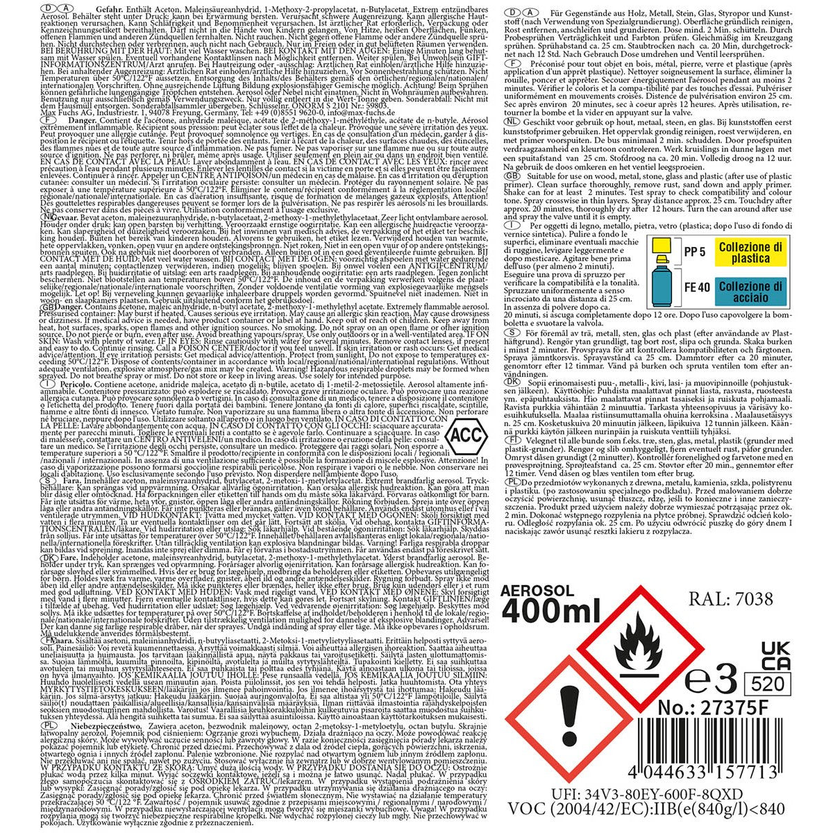 Army Farbspray,GRAU, matt, 400 ml