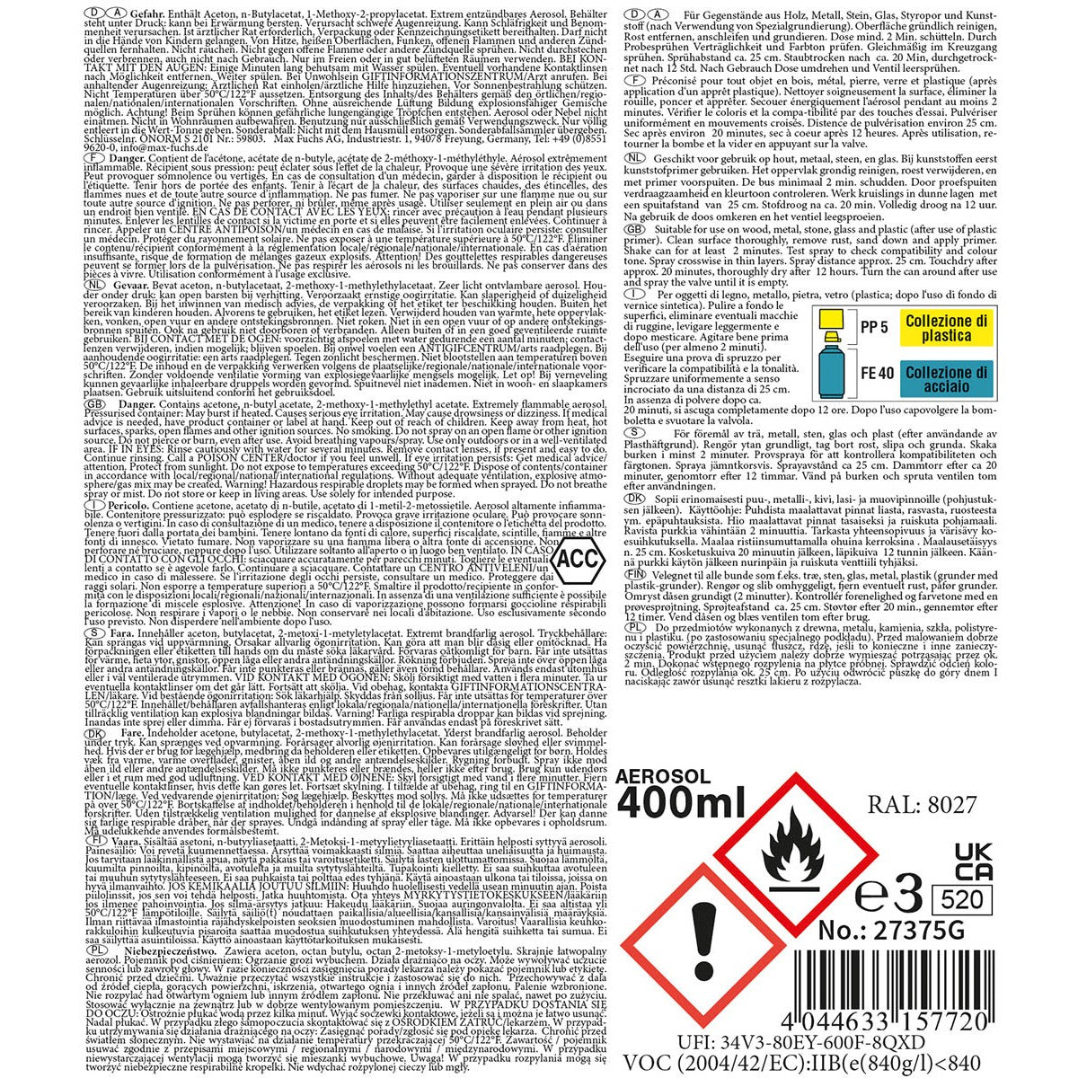 Army Farbspray,BRAUN, matt, 400 ml