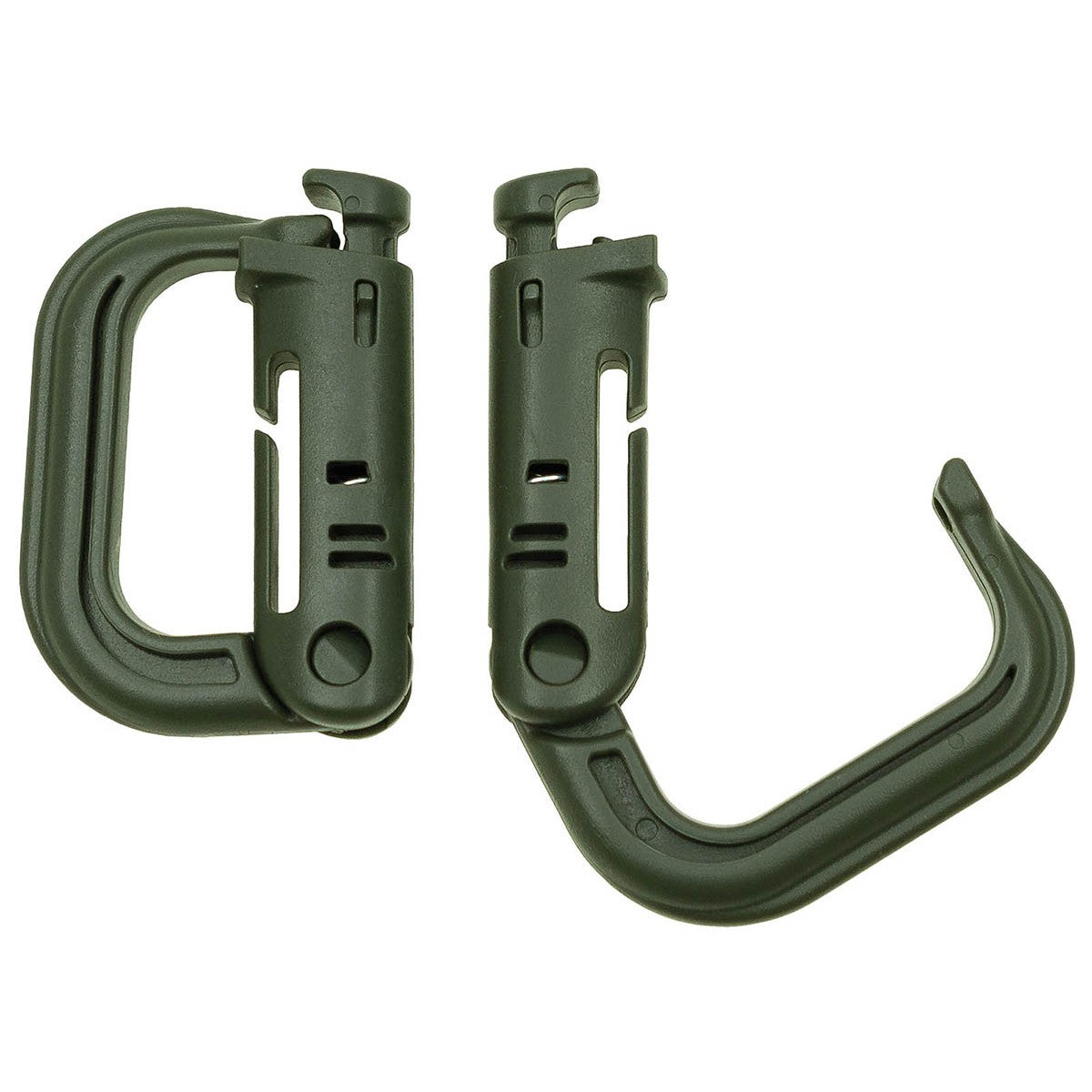 Karabiner, Plastik, "MOLLE",oliv, 2er Pack