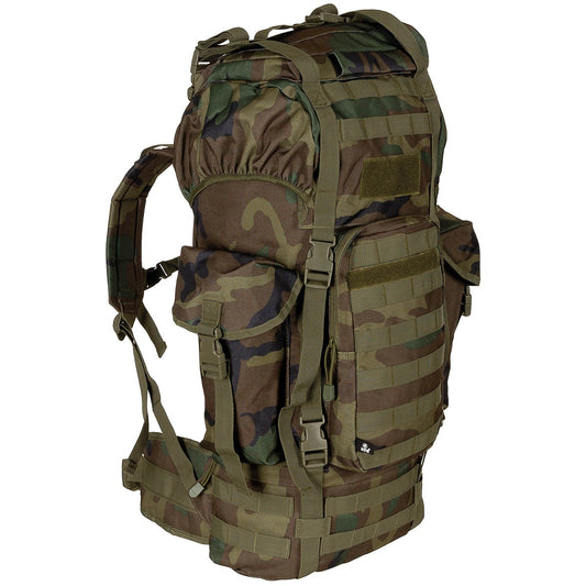 BW Kampfrucksack, "MOLLE",65 l, Alu-Ausst., woodland