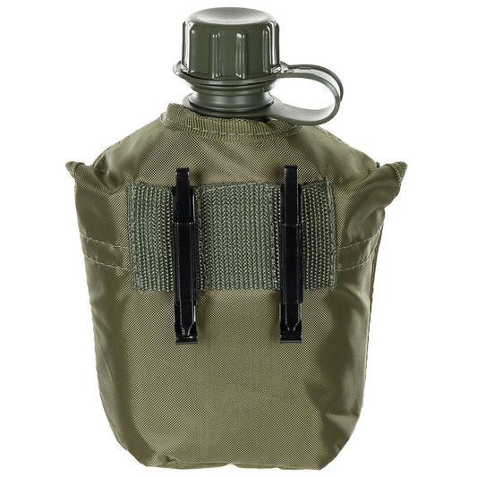 US Plastikfeldflasche, 1 l,Hülle, oliv