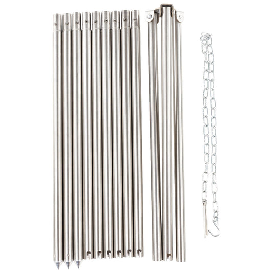 Dreibein, ca. 1,9 m,Edelstahl, mit Kette und Haken