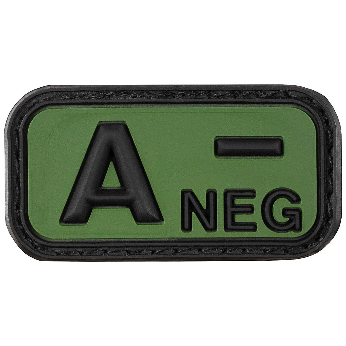 Klettabzeichen, schwarz-oliv,Blutgruppe "A NEG", 3D