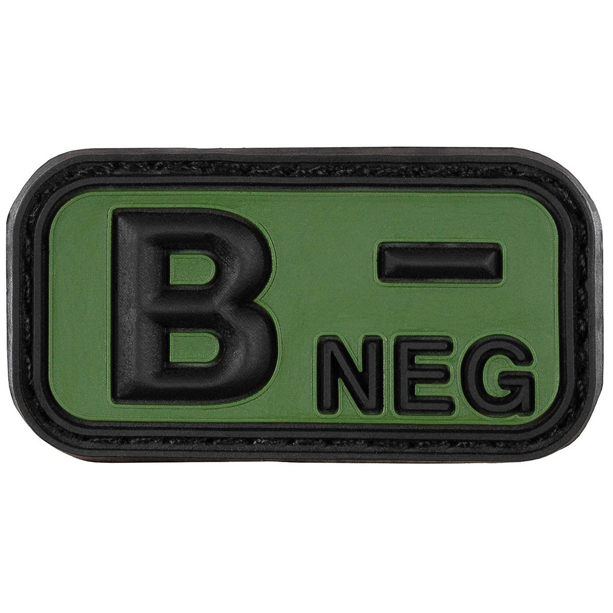 Klettabzeichen, schwarz-oliv,Blutgruppe "B NEG", 3D