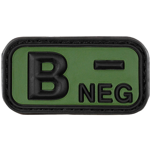 Klettabzeichen, schwarz-oliv,Blutgruppe "B NEG", 3D