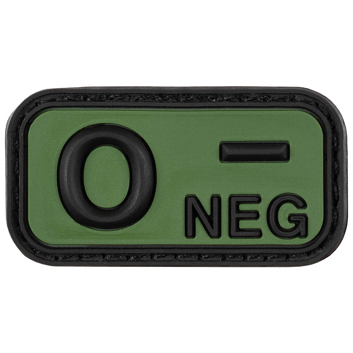 Klettabzeichen, schwarz-oliv,Blutgruppe "O NEG", 3D