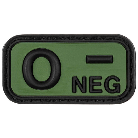 Klettabzeichen, schwarz-oliv,Blutgruppe "O NEG", 3D