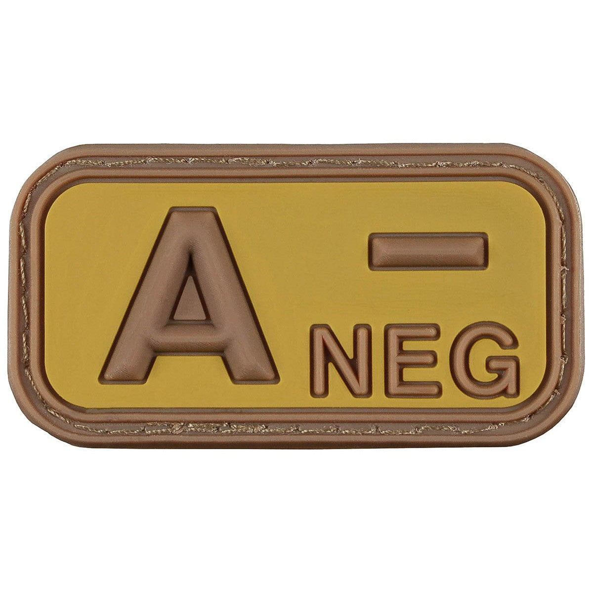 Klettabzeichen, braun-khaki,Blutgruppe "A NEG", 3D