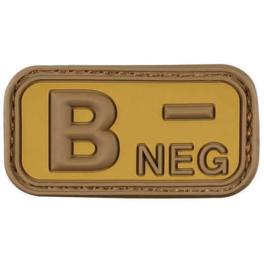 Klettabzeichen, braun-khaki,Blutgruppe "B NEG", 3D
