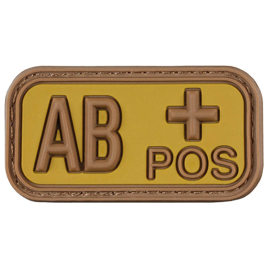 Klettabzeichen, braun-khaki,Blutgruppe "AB POS", 3D