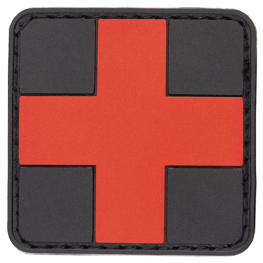 Klettabzeichen, "FIRST AID",schwarz-rot, 3D, ca. 5 x 5 cm