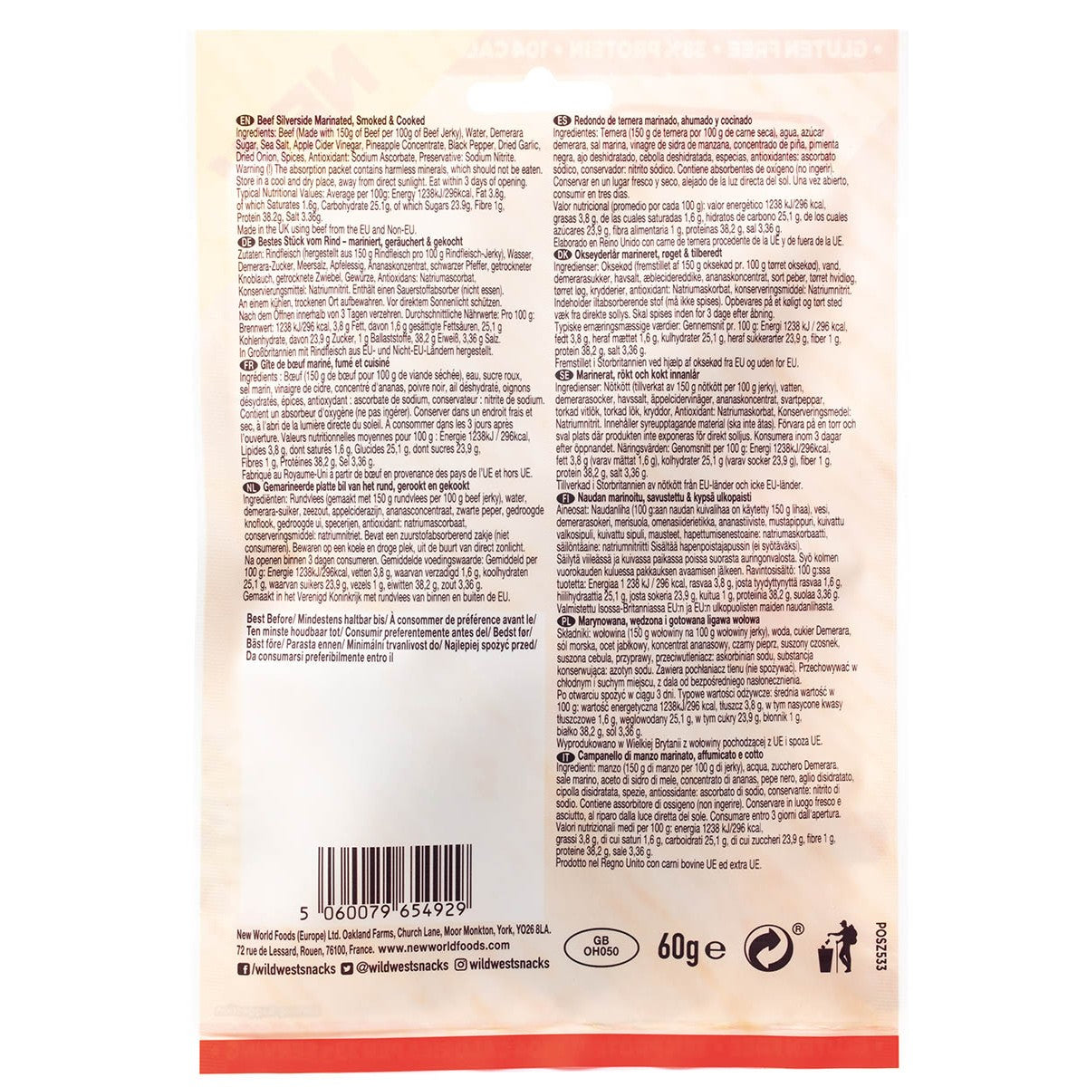 Wild West, Steak Strips,Original, 60 g, 7% Mwst.