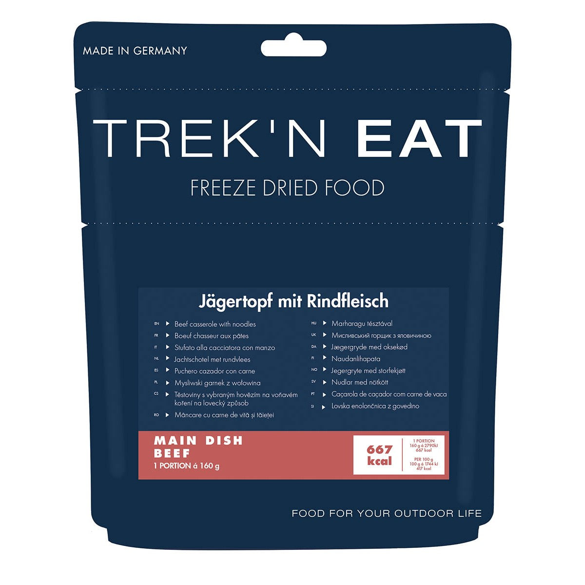 Trek 'n Eat, Jägertopf mitRindfleisch, Nudeln, 7% Mwst.