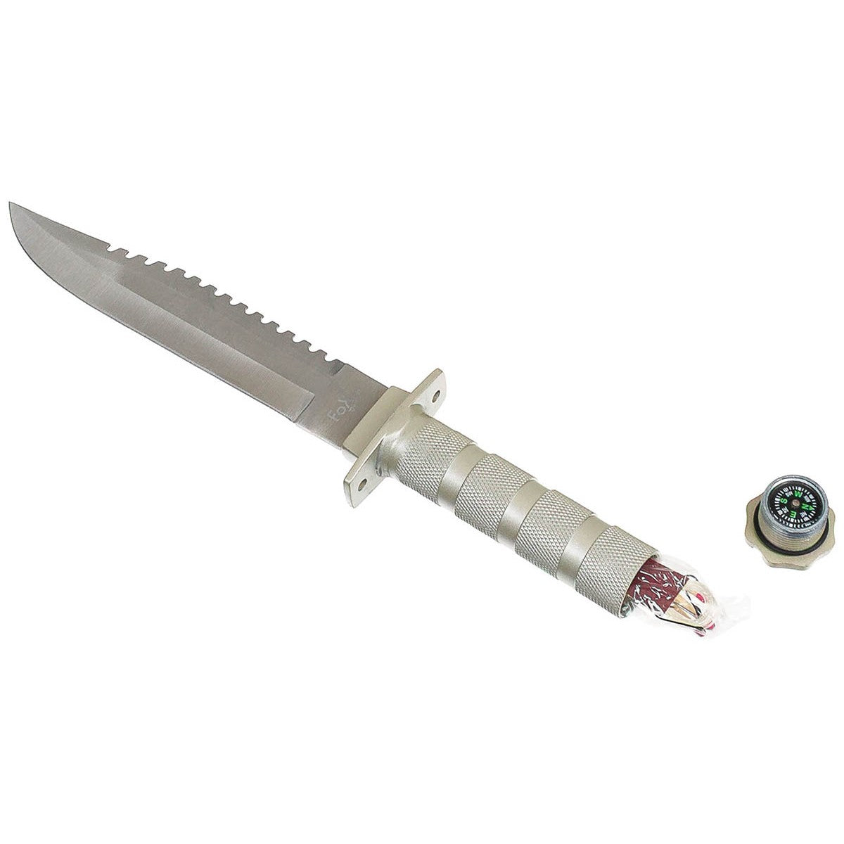 Überlebensmesser, silber,Aluminiumgriff, Scheide