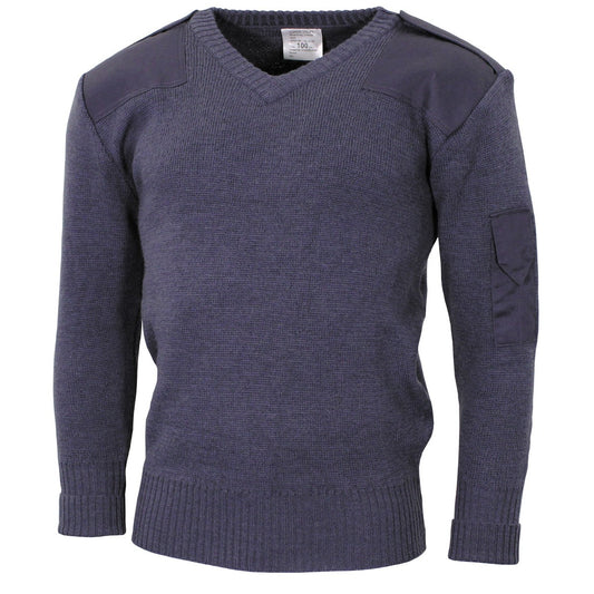 Brit. Pullover, V-Ausschnitt,blau/grau, neuw.