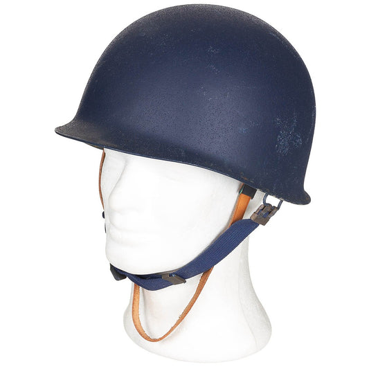 Belg. Helm "M51", blau,m. Kunststoff-Innenhelm, gebr.