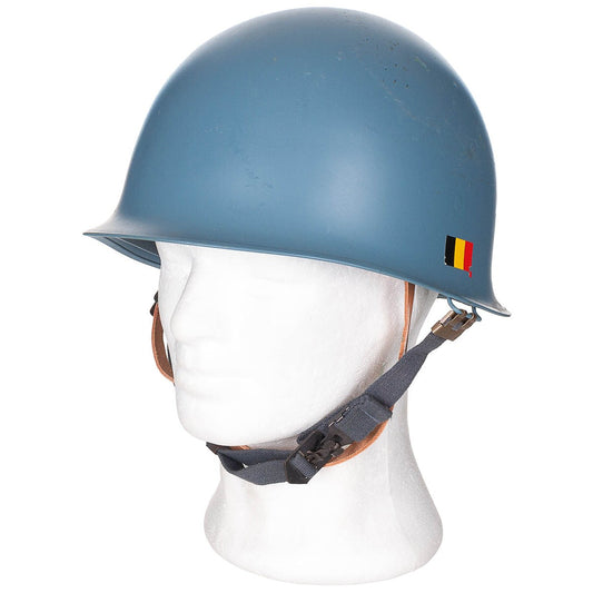 Belg. Helm "M51", hellblau,m. Kunststoff-Innenhelm, gebr.