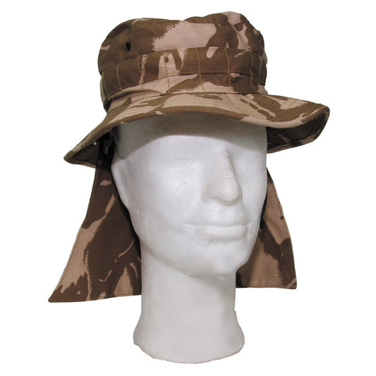 Brit. Combat Buschhut, gebr.,Nackenschutz, DPM desert