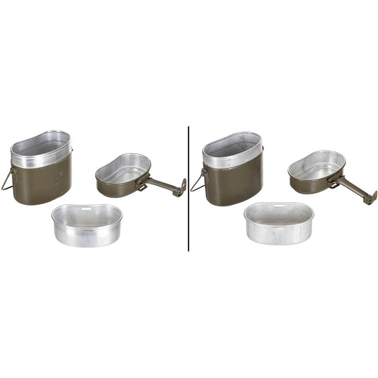 Österr. Essgeschirr, oliv,Alu, 3-teilig, gebr.