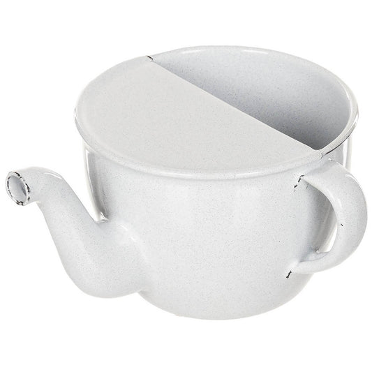 CZ/SK Schnabeltasse, Emaille,weiß, ca. 375 ml, neuw.