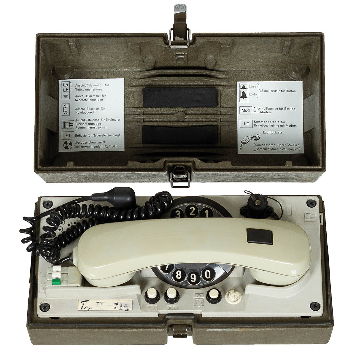 BW Feldtelefon, "Krone WF",im Koffer, gebr.