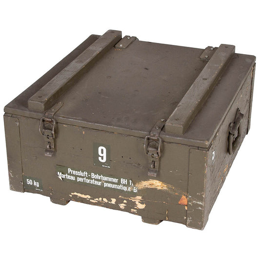 Schweiz. Pressluft-Bohrhammer,Holzkiste, mit Zubehör, gebr.