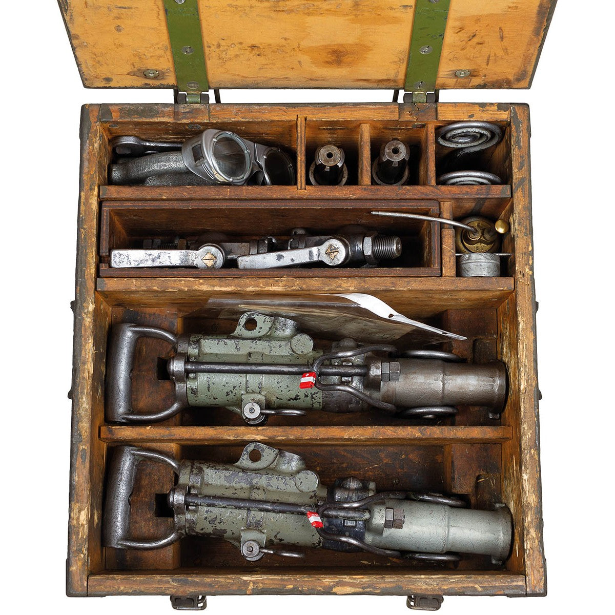 Schweiz. Pressluft-Bohrhammer,Holzkiste, mit Zubehör, gebr.
